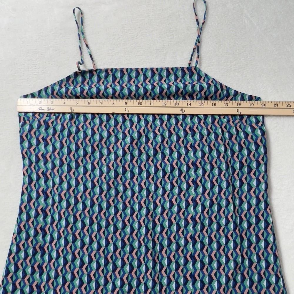 Anthropologie Maeve Silk Mini Dress Womens Sz L Blue Printed Spaghetti Strap - Picture 9 of 13
